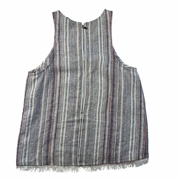 Drew Womens Top Striped Linen Viscose Sleeveless Size S Fringe Boho Comfy Artzy - Picture 4 of 11